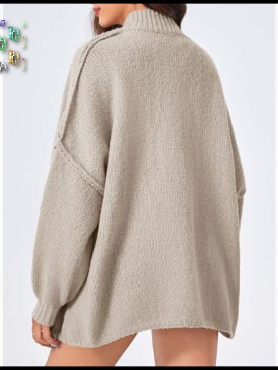 Oversized Cardigan Chunky Knit Long Lantern Sleeve Button Down Loose Fall - Picture 5 of 7